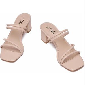 Women's Cream Block Heel Sandals